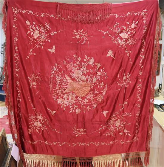 A Chinese silk table cloth